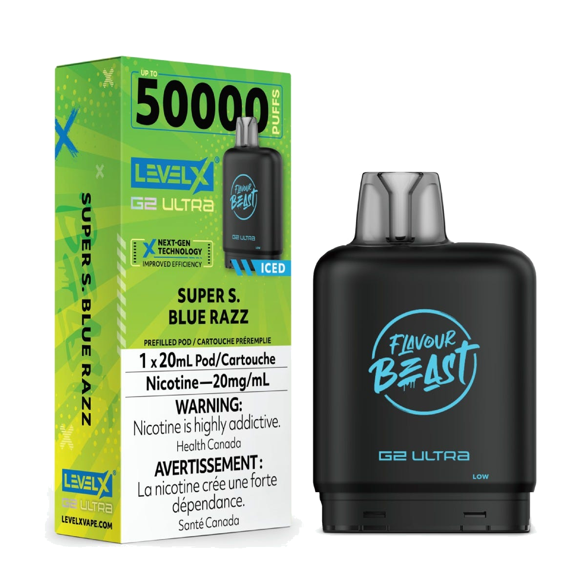 Level X Super S. 50k G2 Ultra Pods Blue Razz Iced
