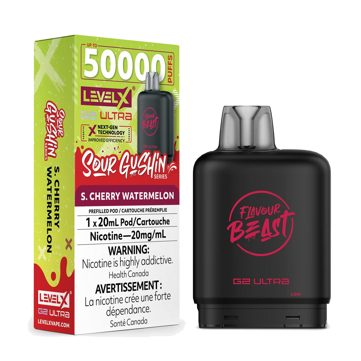 Level X Sour Gushin 50k G2 Ultra Pods S. Cherry Watermelon