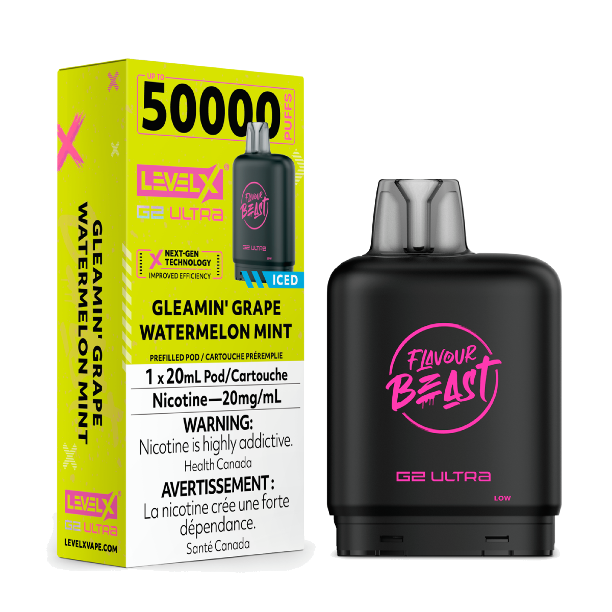 Level X Flavour Beast 50k G2 Ultra Pods Gleamin' Grape Watermelon Mint