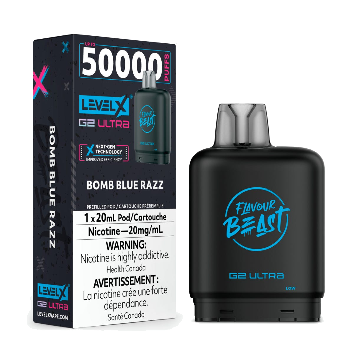 Level X Flavour Beast 50k G2 Ultra Pods Bomb Blue Razz