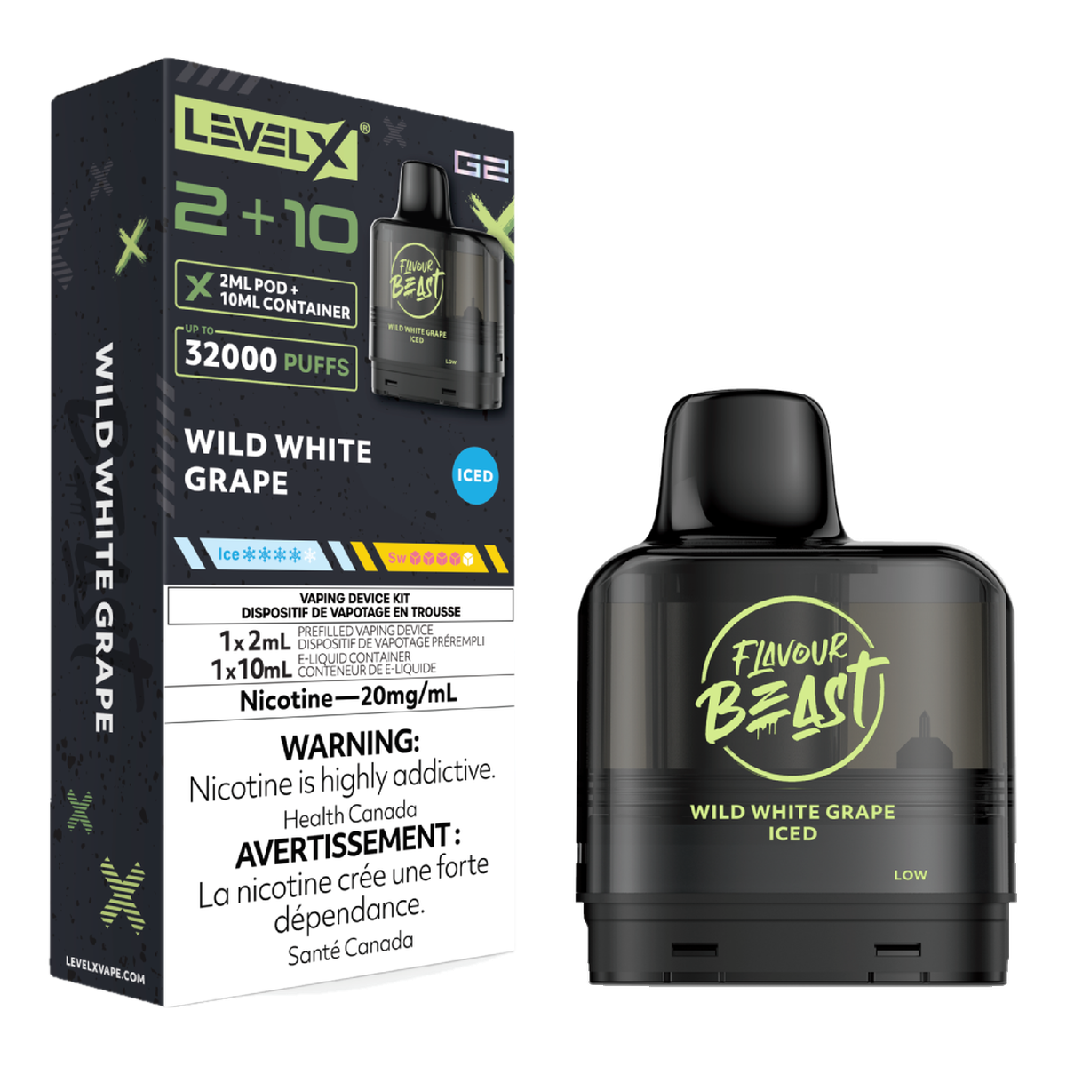 Level X Flavour Beast 32k G2 2+10 Pods Wild White Grape Iced