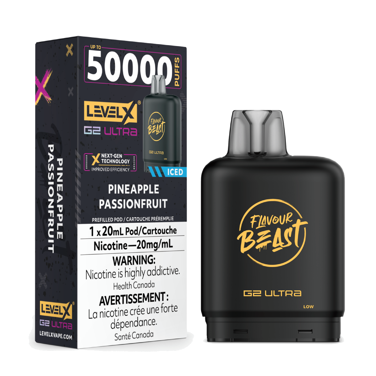 Level X Flavour Beast 50k G2 Ultra Pods Pineapple Passionfruit Iced