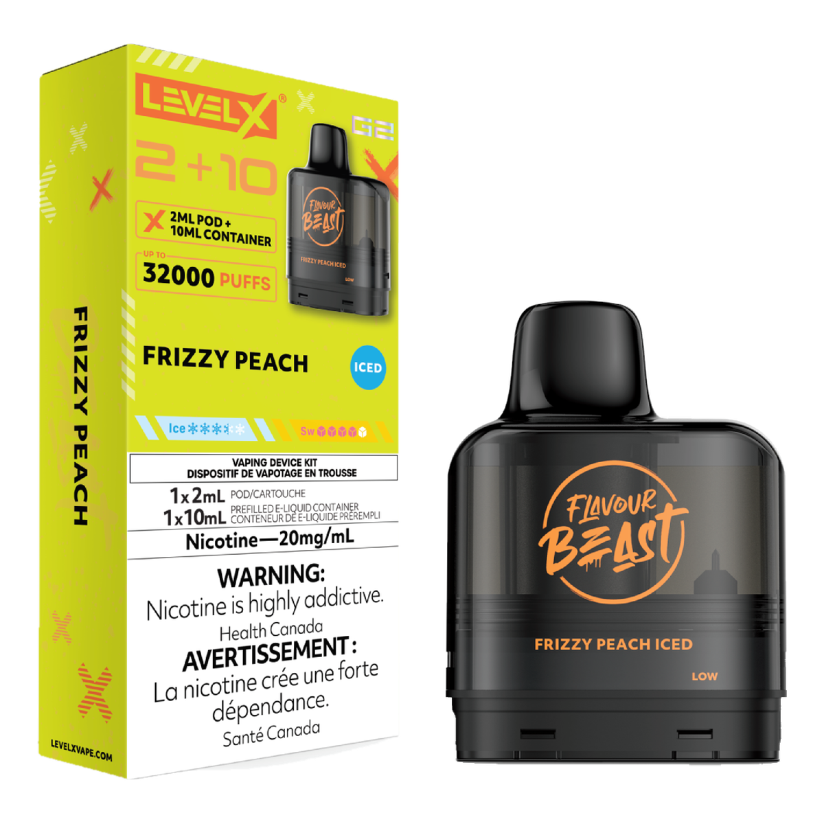 Level X Flavour Beast 32k G2 2+10 Pods Frizzy Peach Iced