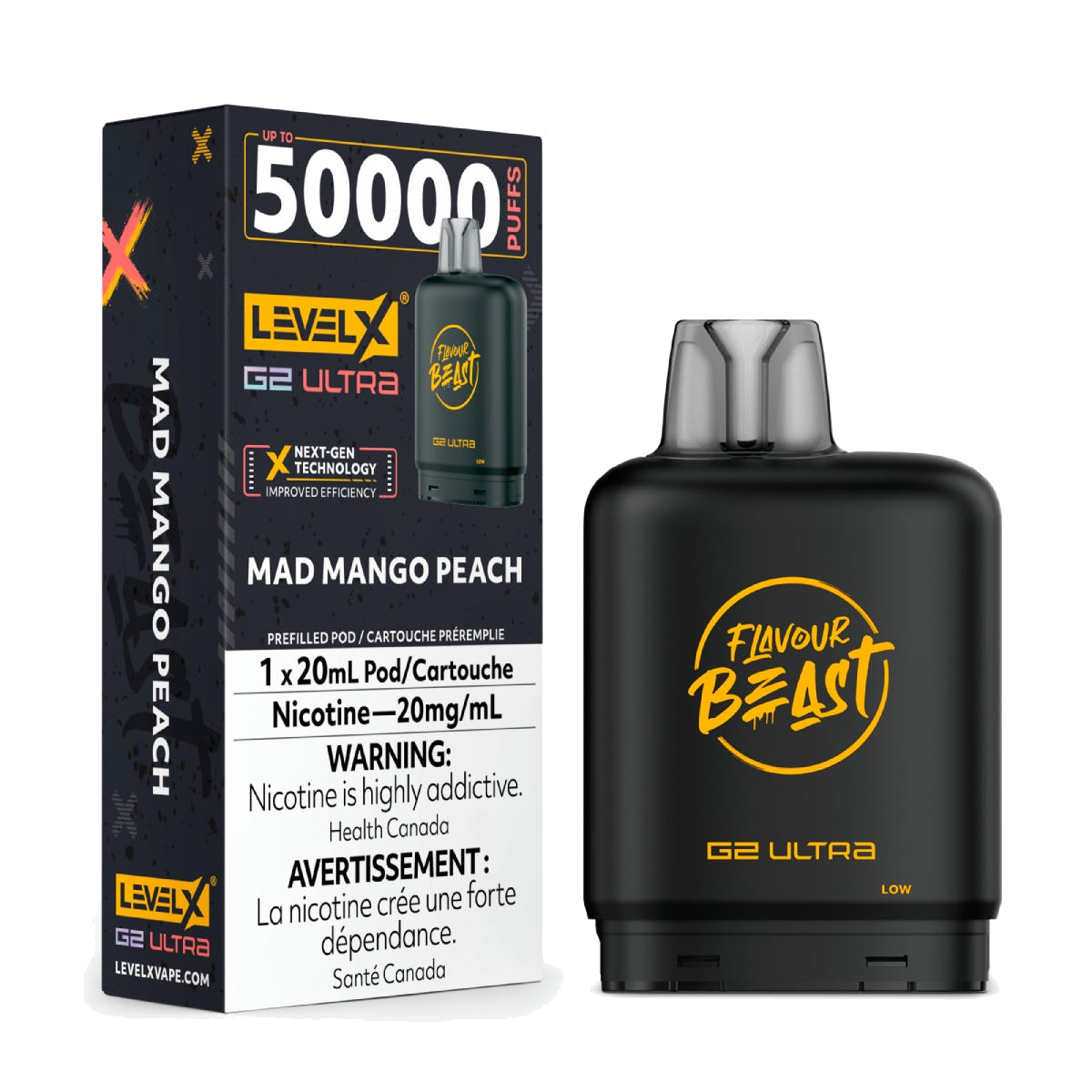 Level X Flavour Beast 50k G2 Ultra Pods Mad Mango Peach