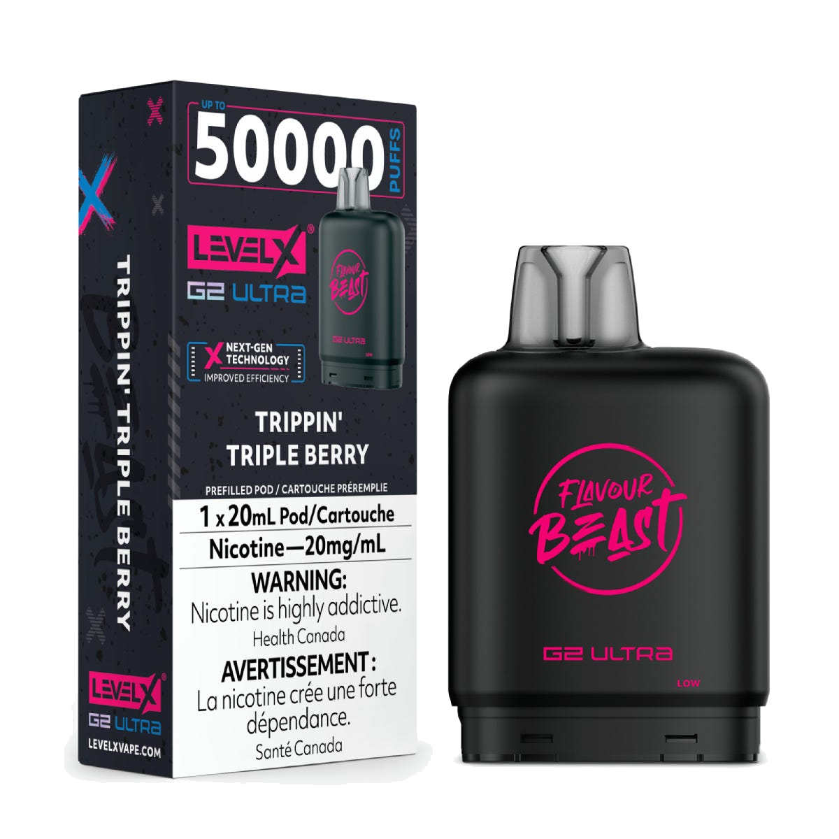 Level X Flavour Beast 50k G2 Ultra Pods Trippin' Triple Berry
