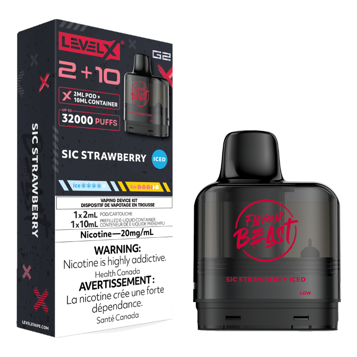 Level X Flavour Beast 32k G2 2+10 Pods Sic Strawberry Iced
