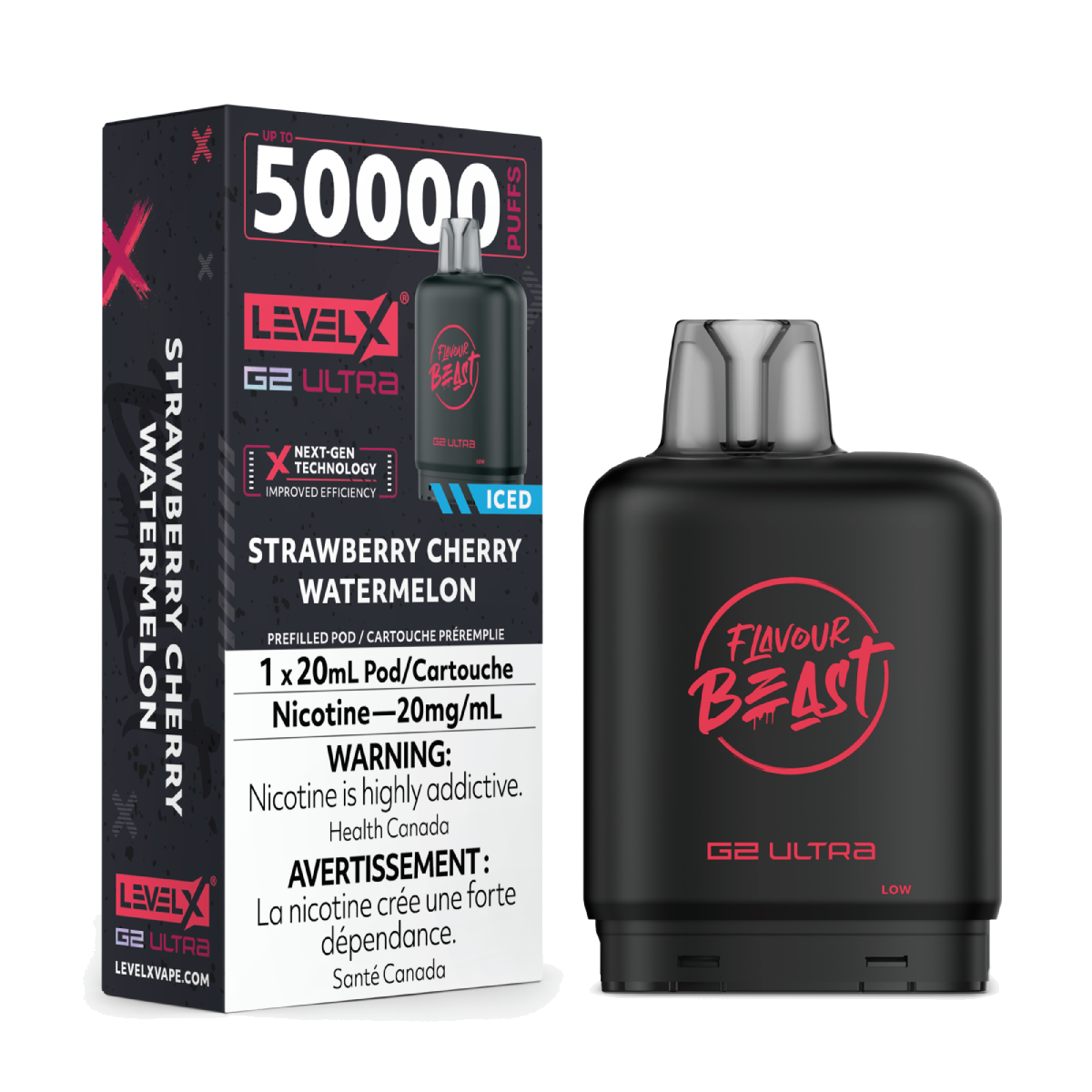 Level X Flavour Beast 50k G2 Ultra Pods Strawberry Cherry Watermelon Iced
