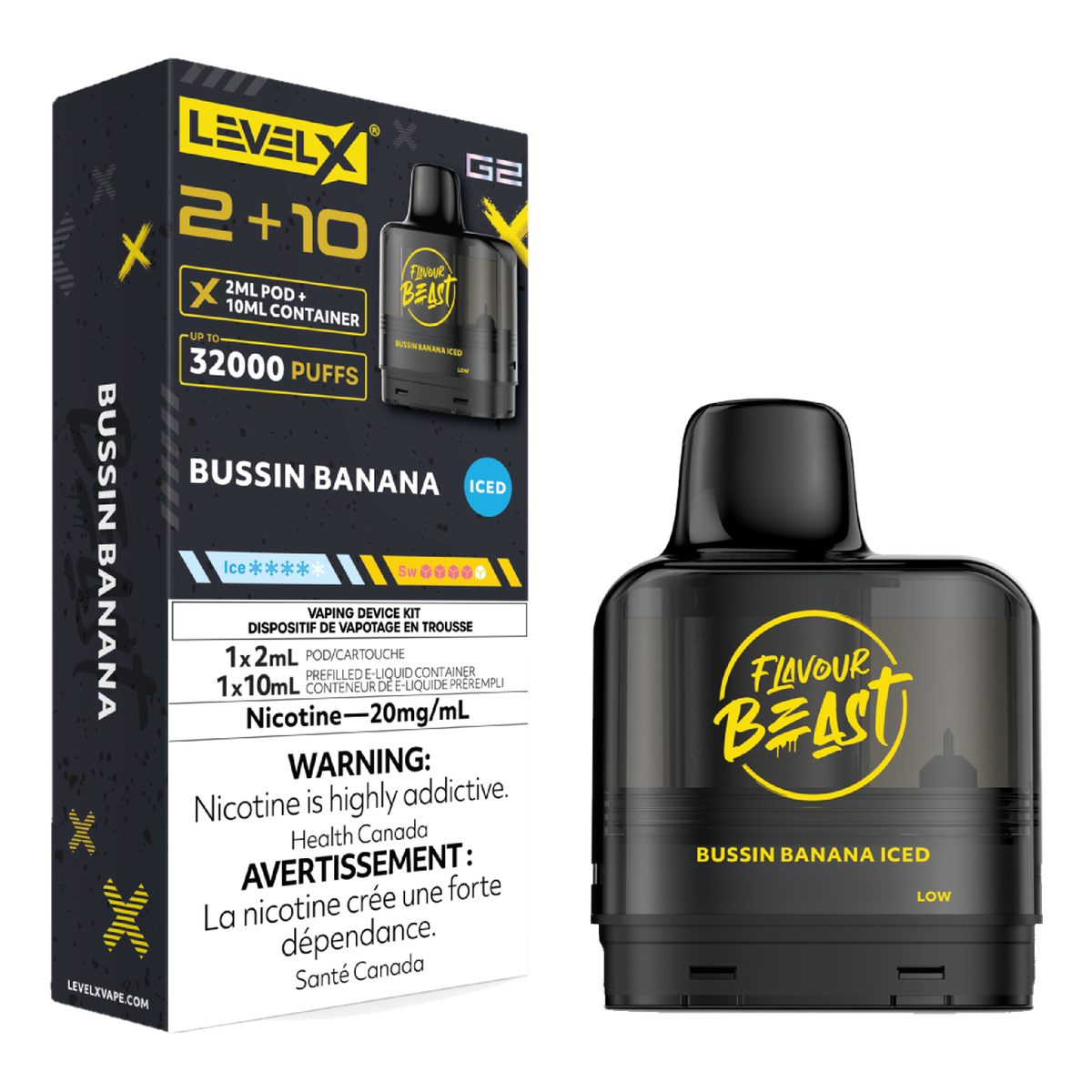 Level X Flavour Beast 32k G2 2+10 Pods Bussin Banana Iced