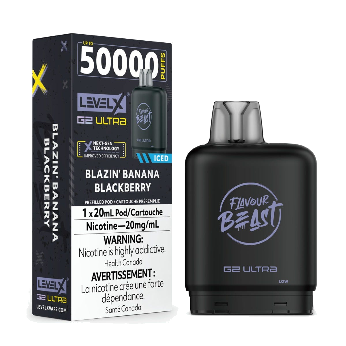 Level X Flavour Beast 50k G2 Ultra Pods Blazin' Banana Blackberry Iced