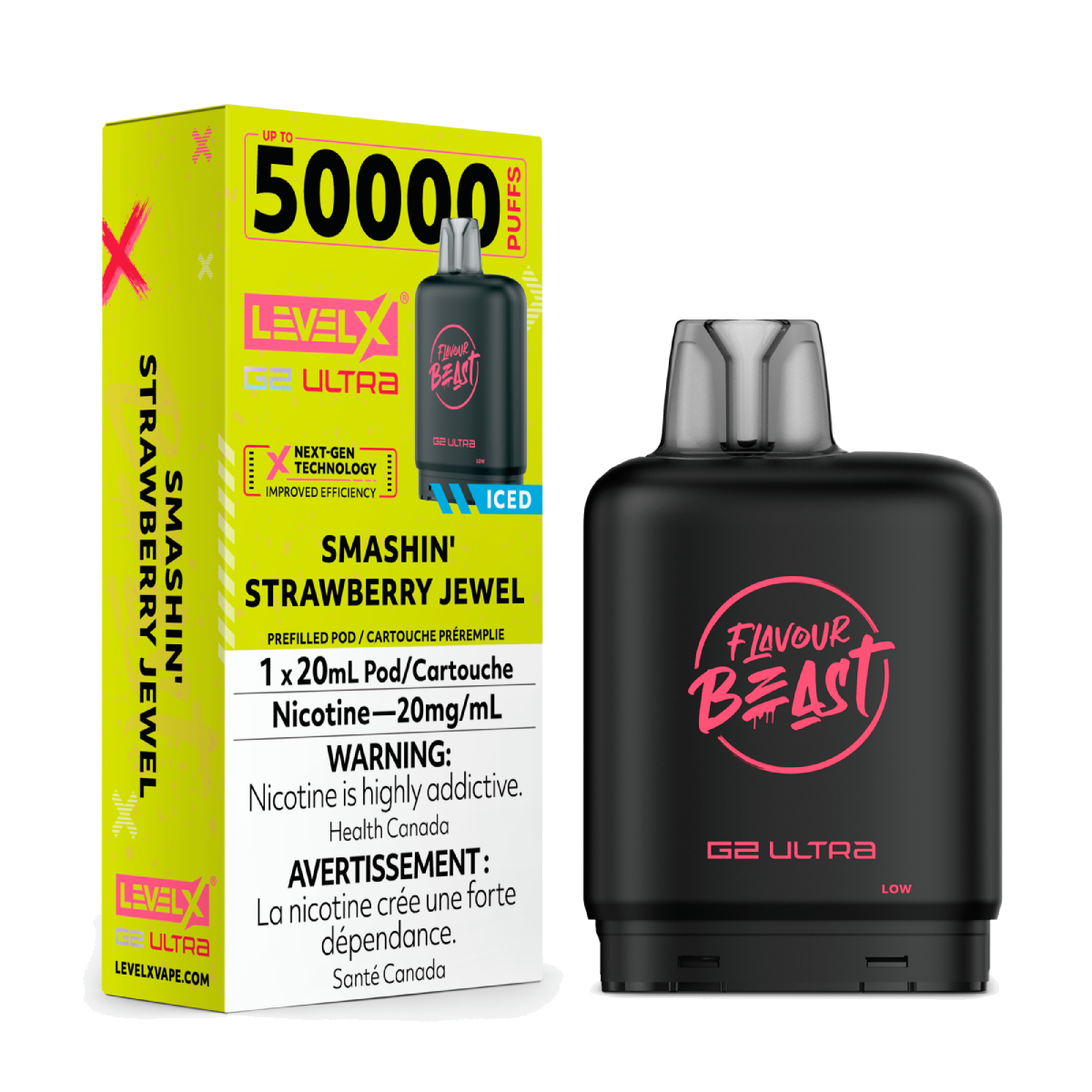 Level X Flavour Beast 50k G2 Ultra Pods Smashin' Strawberry Jewel