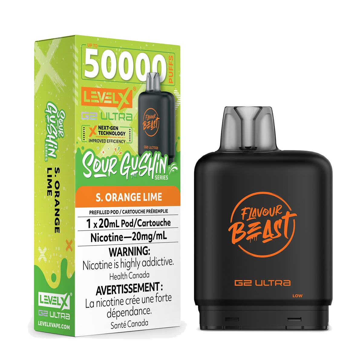 Level X Sour Gushin 50k G2 Ultra Pods S. Orange Lime