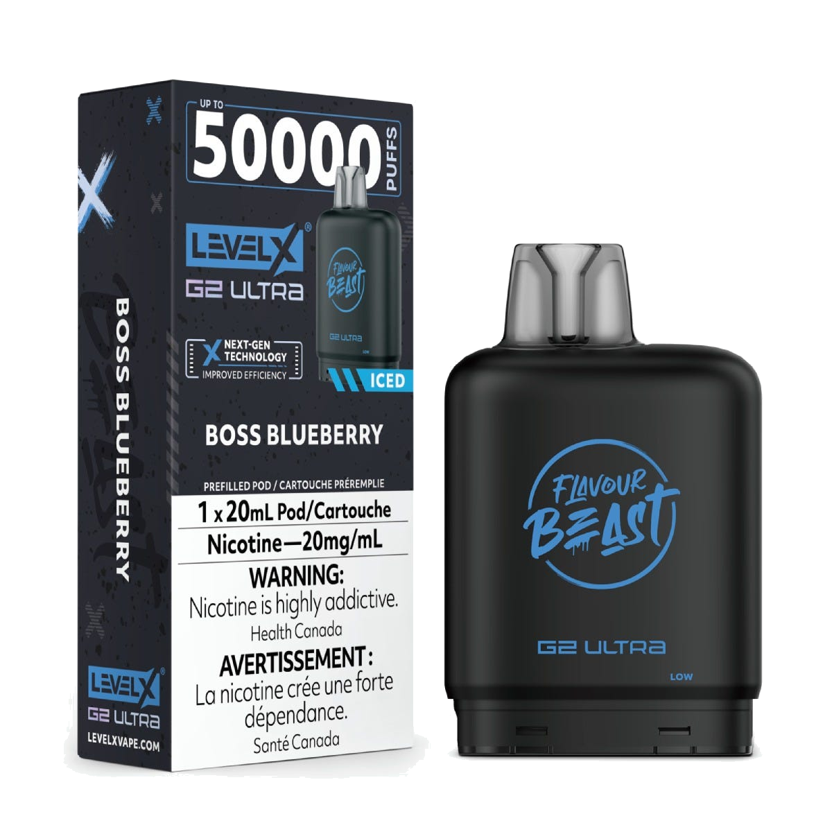 Level X Flavour Beast 50k G2 Ultra Pods Boss Blueberry Iced