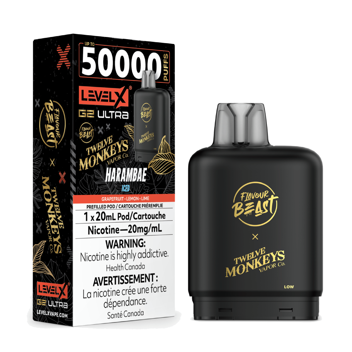 Level X Twelve Monkeys 50k G2 Ultra Pods Harambae Iced